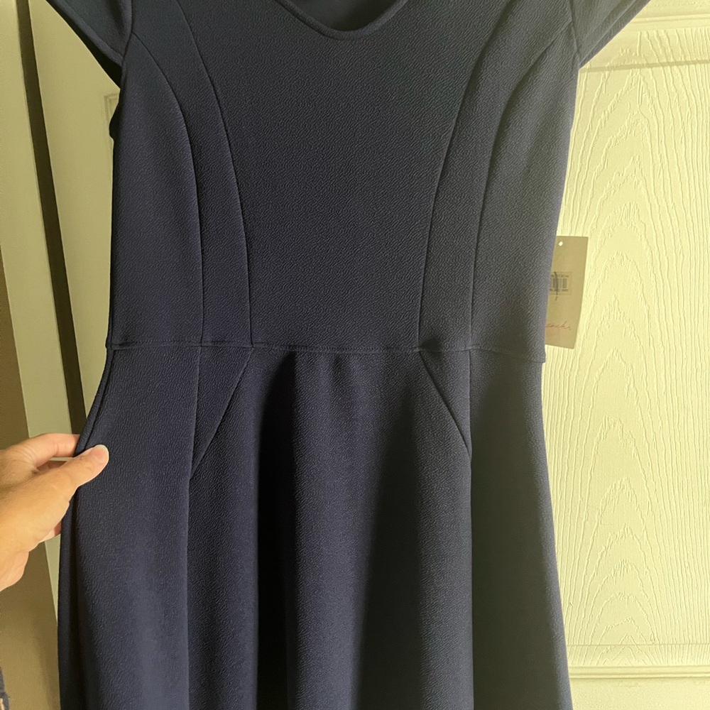 Frenchi Nordstrom Cap-sleeve Skater Navy Blue Dress - Picture 2 of 7